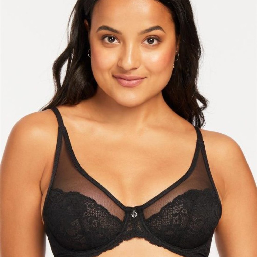 Grace Bra Montelle Intimates Boutique Size 34 D Underwire Mesh Black Sexy - Picture 3 of 4